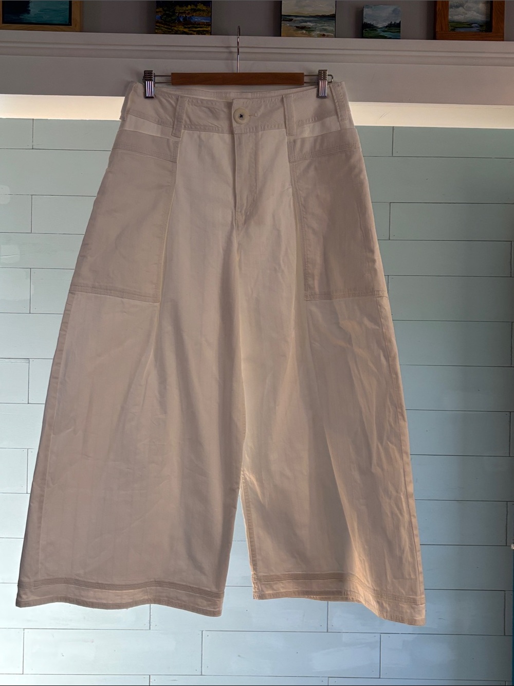 Pilcro Cream Wide-Leg Pants